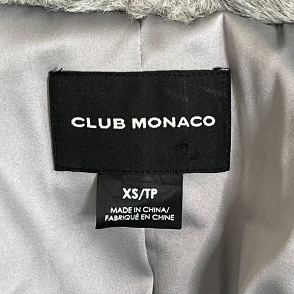 Club Monaco Evangah Wool Coat In Light Charcoal Gray Size XS/TP Faux Fur Collar - Picture 9 of 14